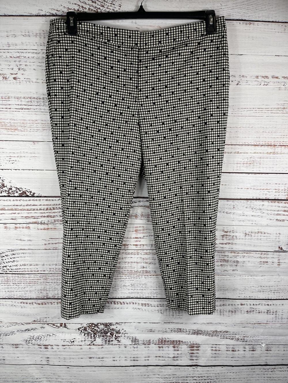 Talbots Pants Women's Size 16P Gingham Polka Dot Wool Stretch Cropped Classic
